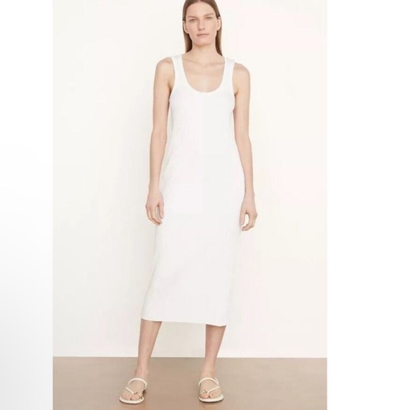 Vince White Rib Knit Dress Size Extra Small - Picture 1 of 3